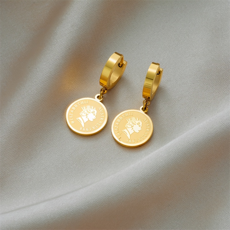 Circular Golden Stainless Steel Earrings for Men and Women